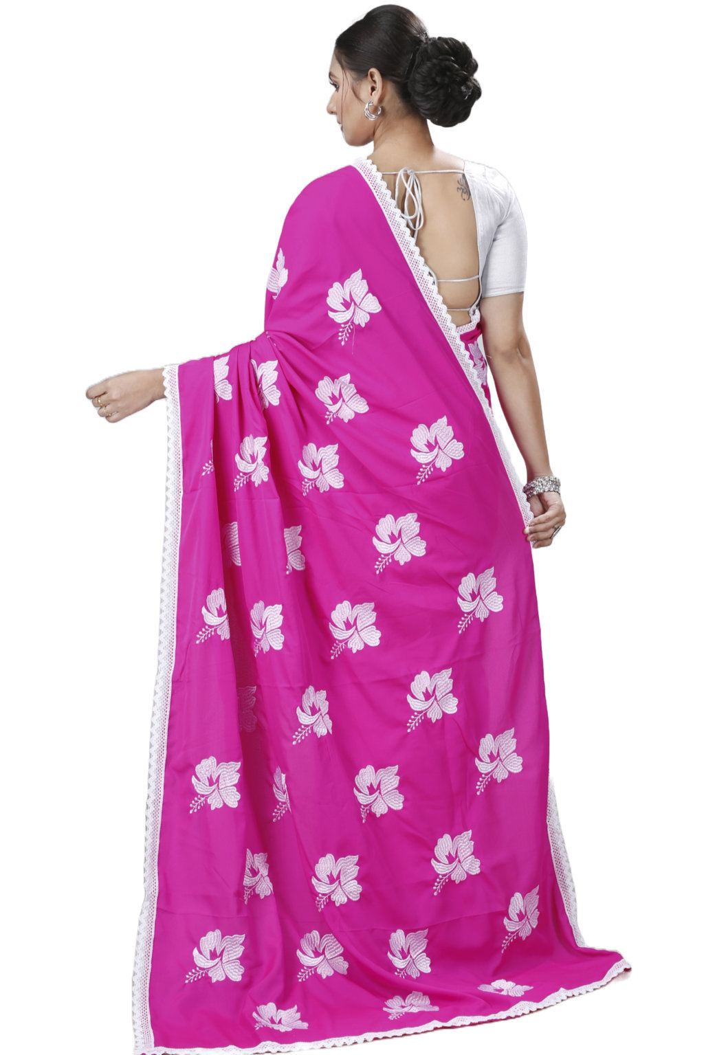 Pink White Pure Cotton Teru Hand Loom Saree (1258)